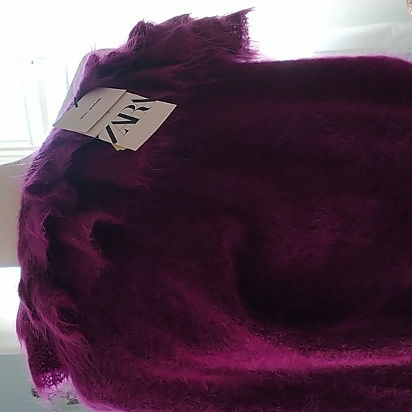 ZARA Purple Mohair One Shoulder with Ruffle Top - Picture 7 of 11